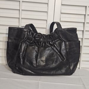 Elegant Black Leather Tote Bag